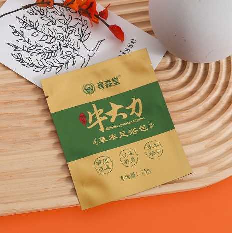 定制草本足浴金色鋁箔包裝袋 養(yǎng)生艾草洗腳粉鍍鋁三邊封袋